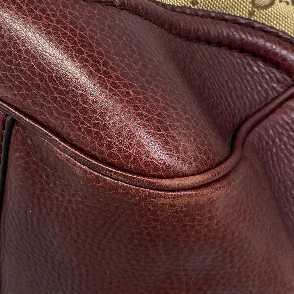 Gucci GG/Bamboo Tote Bag 246860 Beige Dark Brown Bordeaux Jacquard Leather - Picture 6 of 15